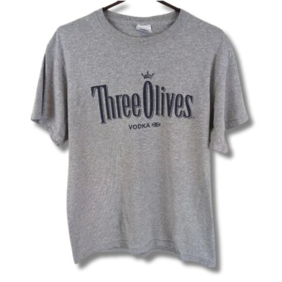 Three Olives Vodka Gray Promo Tee Size L - Picture 2 of 8